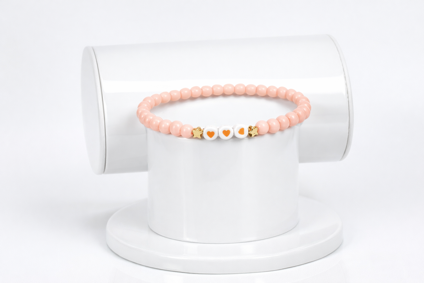 Beaded Heart Bracelet with Gold Star Charms